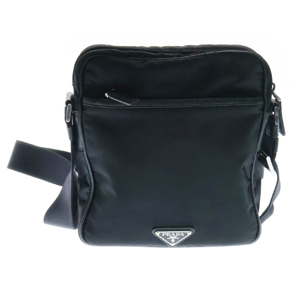 PRADA(プラダ) TESSUTO SAFFIANO テスート サフィアーノ トライアングルプレートロゴ ナイロン ショルダーバッグ 三角ロゴ ブラック 2VH143