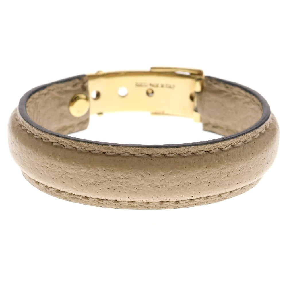 GUCCI(グッチ) バングル ブレスレット ベルトモチーフ ベージュ レザー ゴールド金具