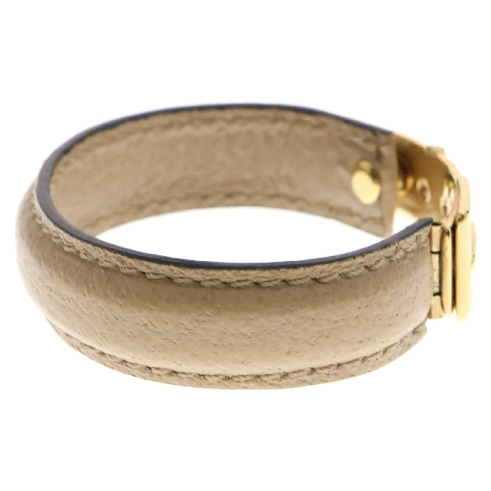GUCCI(グッチ) バングル ブレスレット ベルトモチーフ ベージュ レザー ゴールド金具