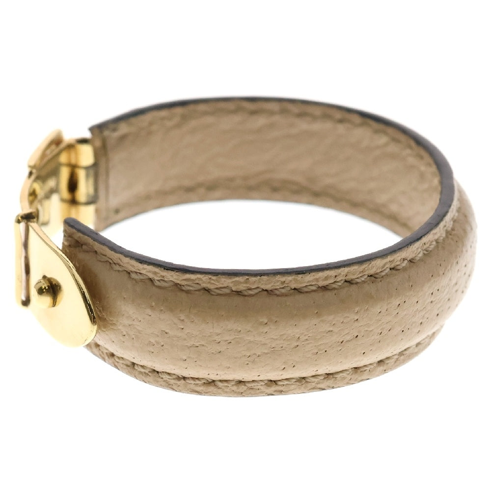 GUCCI(グッチ) バングル ブレスレット ベルトモチーフ ベージュ レザー ゴールド金具