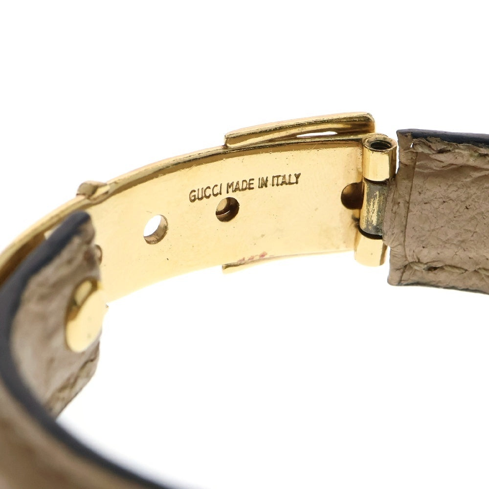 GUCCI(グッチ) バングル ブレスレット ベルトモチーフ ベージュ レザー ゴールド金具