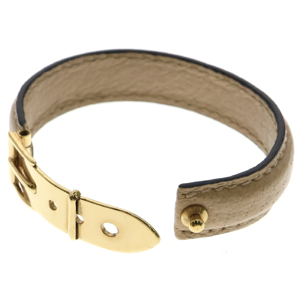 GUCCI(グッチ) バングル ブレスレット ベルトモチーフ ベージュ レザー ゴールド金具