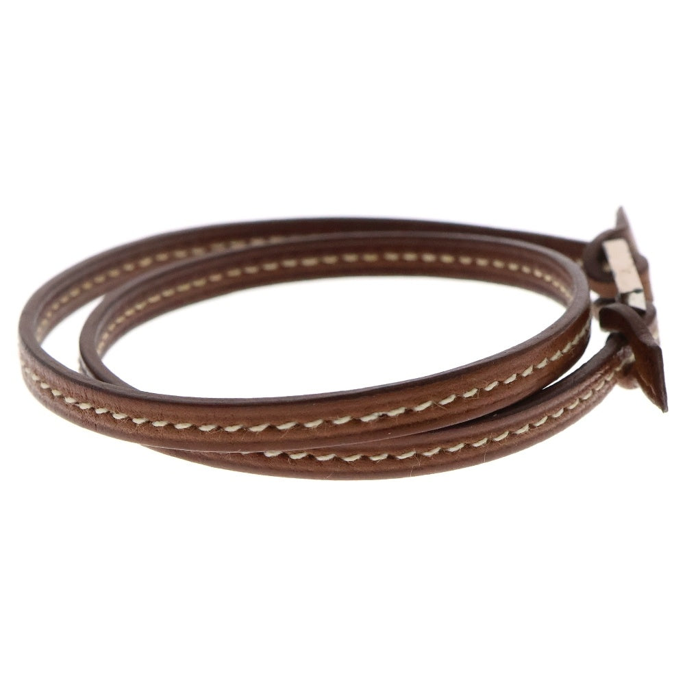 HERMES(エルメス) ティレット ブレスレット 2連 ブラウン レザー ゴールド シルバー金具