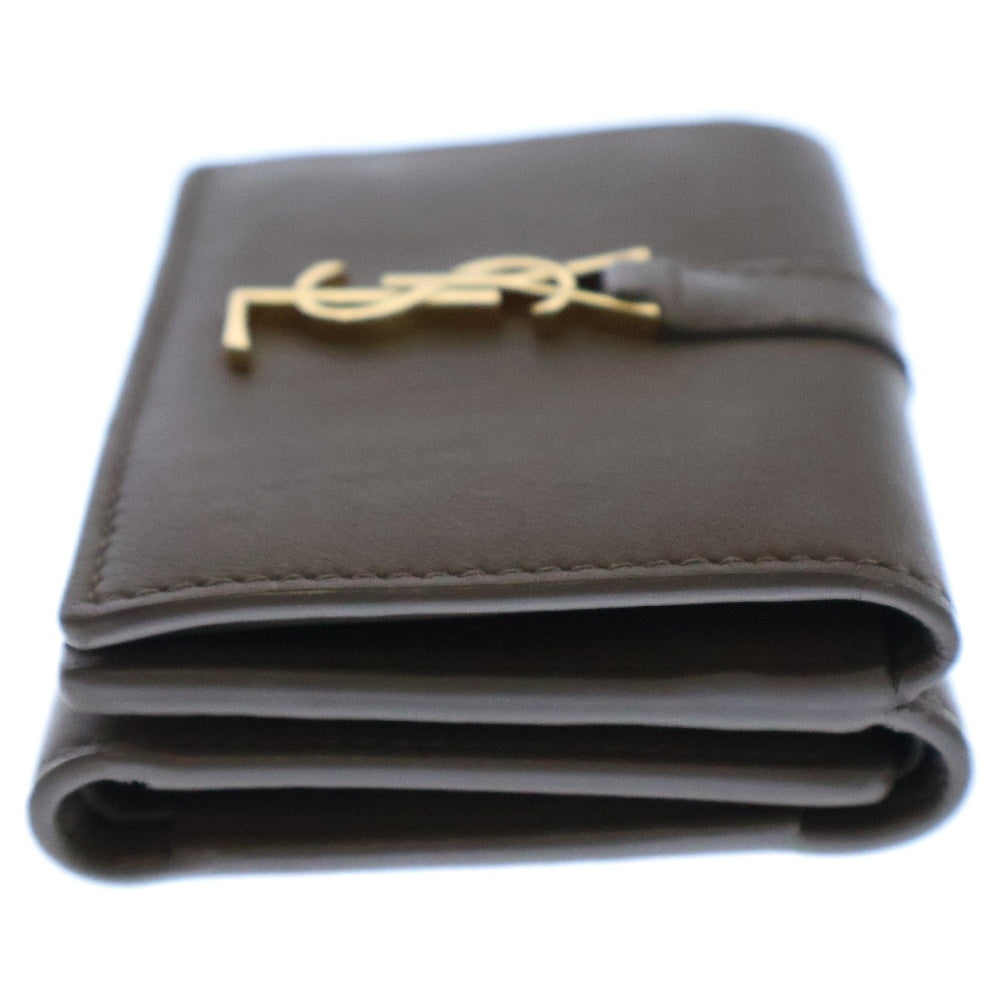 SAINT LAURENT PARIS(サンローランパリ) オリガミ タイニーウォレット 三つ折り財布 ベージュ レザー ゴールド金具 602974