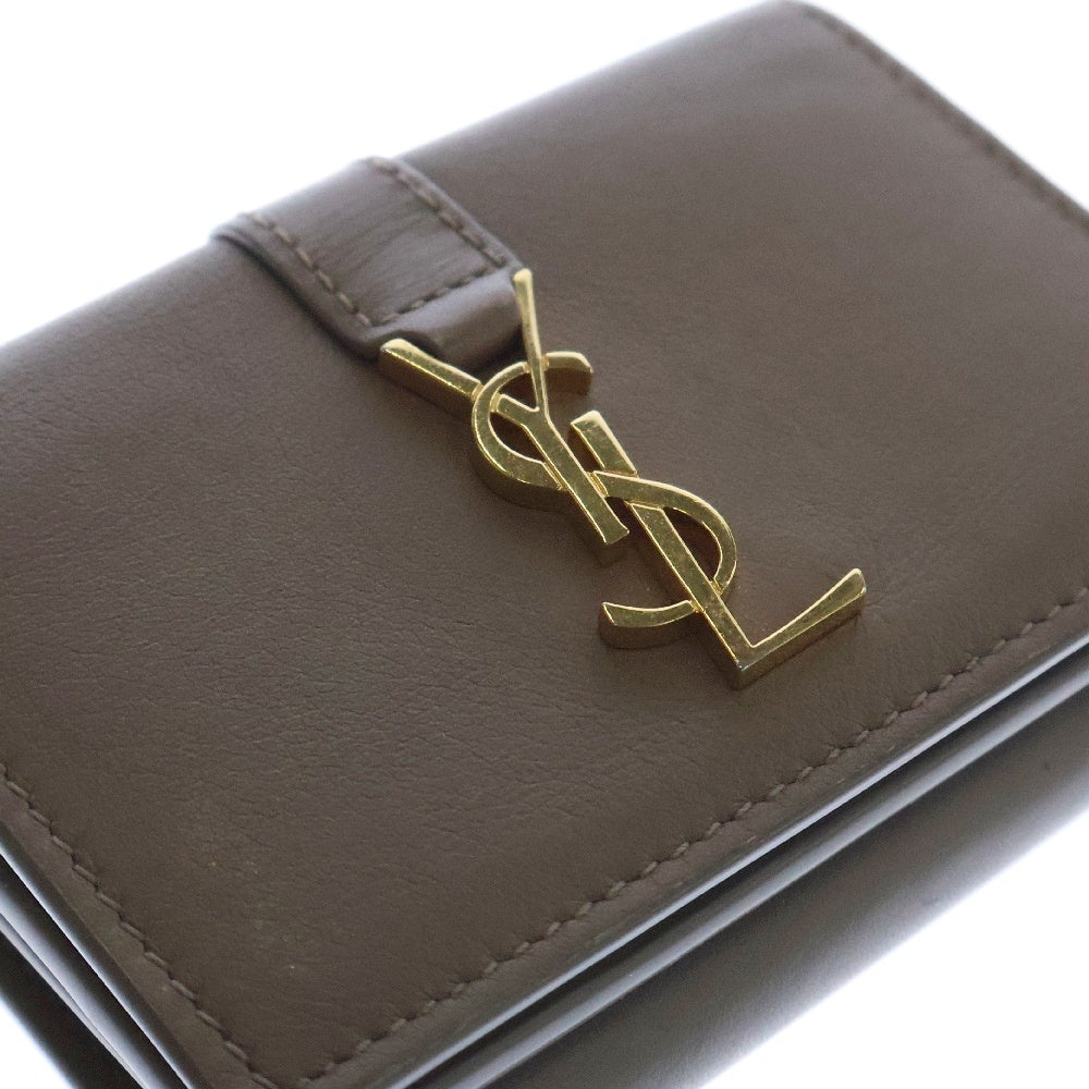 SAINT LAURENT PARIS(サンローランパリ) オリガミ タイニーウォレット 三つ折り財布 ベージュ レザー ゴールド金具 602974