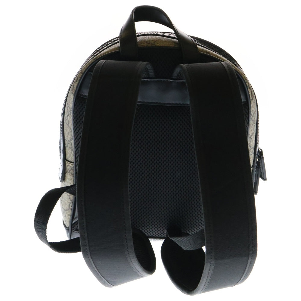 GUCCI(グッチ) GGスプリーム スモール バックパック リュックサック ベージュ×ブラック PVC×レザー シルバー金具 429020