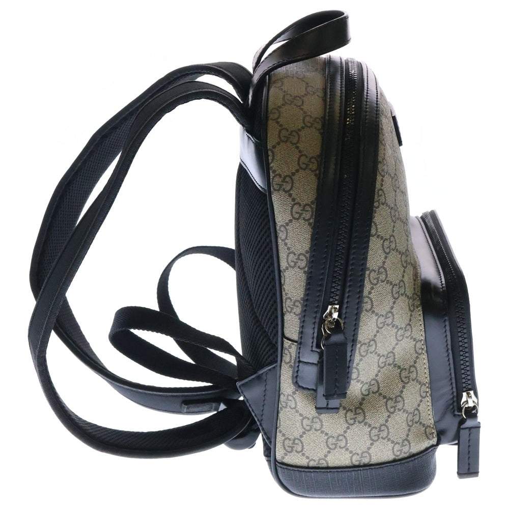 GUCCI(グッチ) GGスプリーム スモール バックパック リュックサック ベージュ×ブラック PVC×レザー シルバー金具 429020