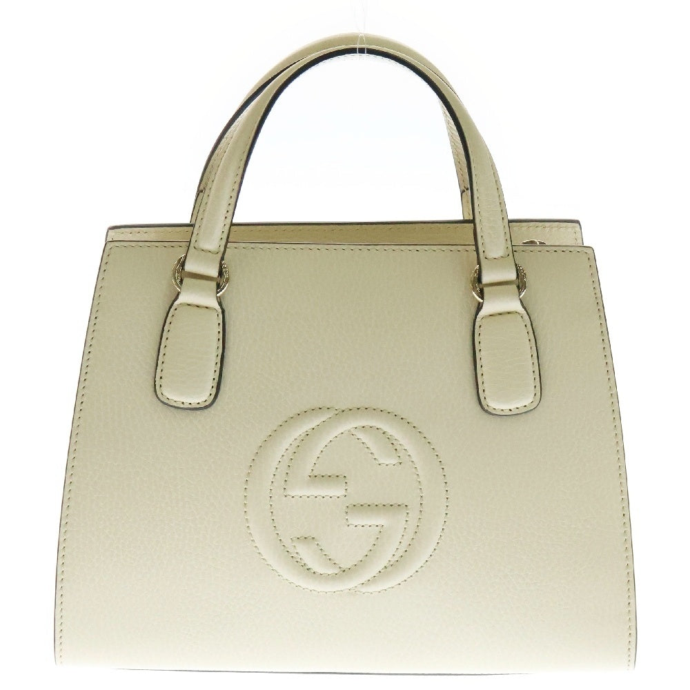 GUCCI(グッチ) ソーホー インターロッキングG 2wayバッグ ホワイト レザー 607722