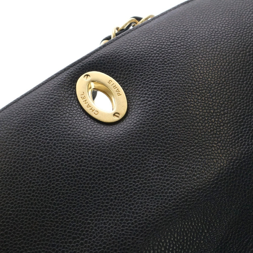 CHANEL(シャネル) マトラッセ30 Sフラップ Wチェーンショルダーバッグ キャビアスキン ゴールド金具 ブラック
