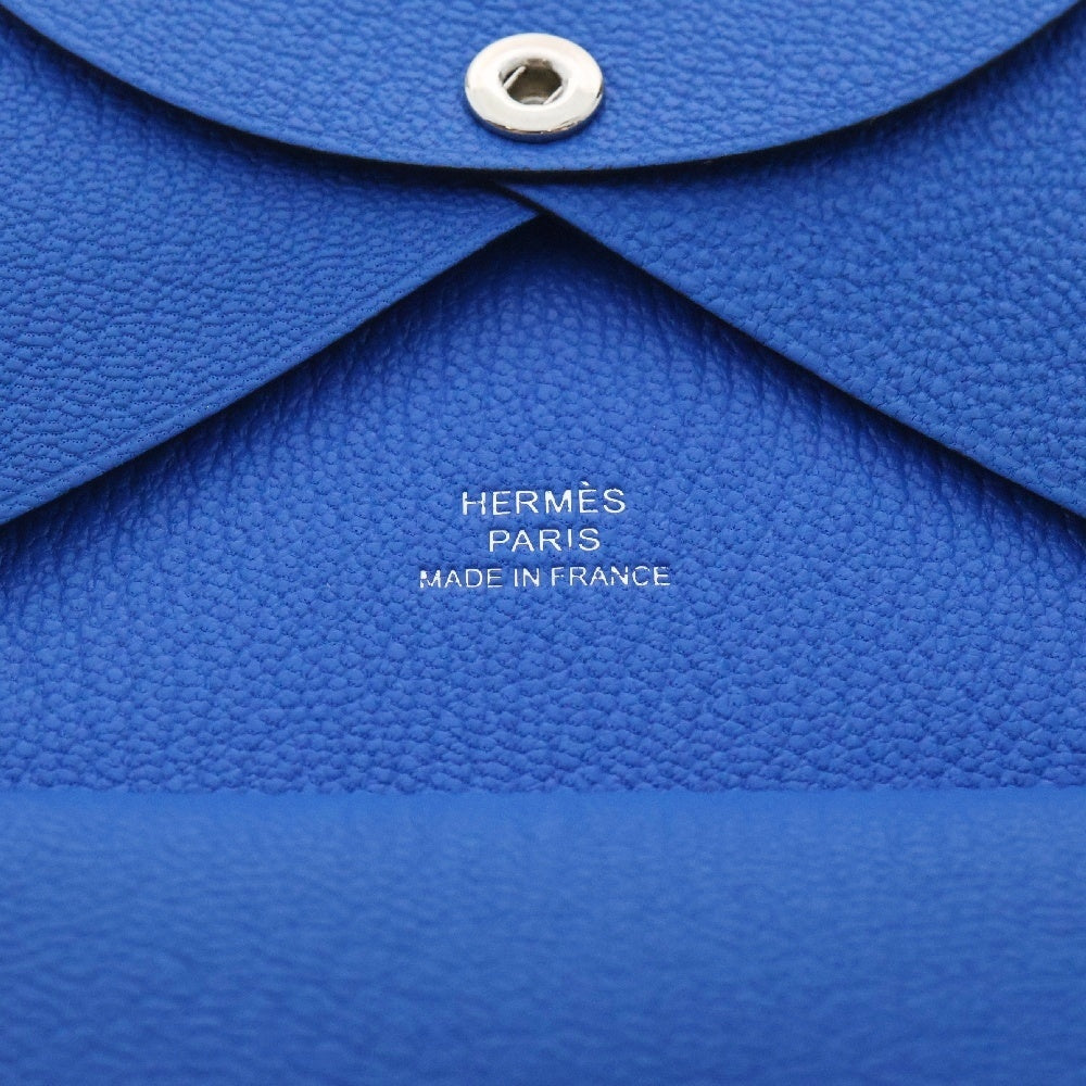 HERMES(エルメス) カルヴィデュオ シェーブル レザー コインケース カードケース W刻印 ブルー
