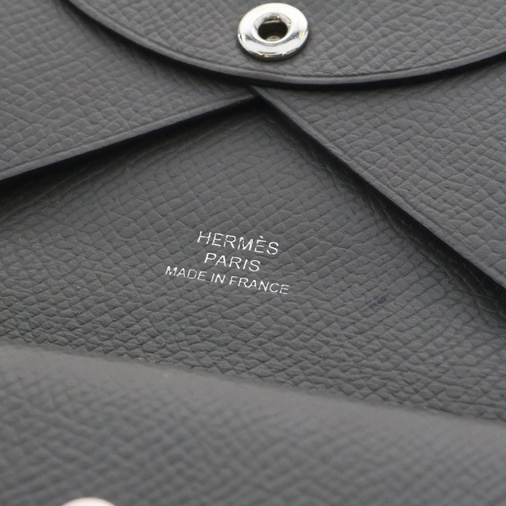 HERMES(エルメス) カルヴィデュオ コインケース 小物入れ エプソン グレー系 シルバー金具 U刻印
