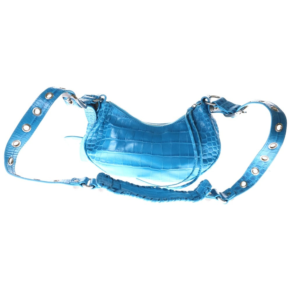 BALENCIAGA(バレンシアガ) ル・カゴール XS ショルダーバッグ ワンショルダーバッグ ブルー シルバー金具 型押しクロコ