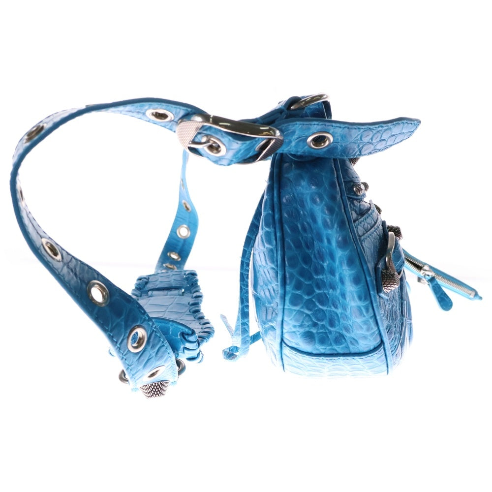 BALENCIAGA(バレンシアガ) ル・カゴール XS ショルダーバッグ ワンショルダーバッグ ブルー シルバー金具 型押しクロコ