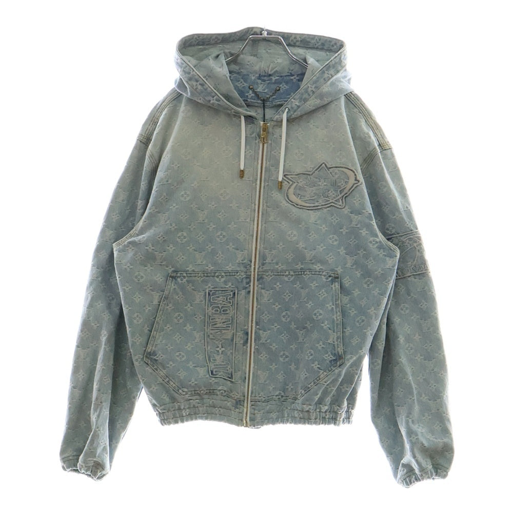 LOUIS VUITTON(ルイヴィトン) 21AW モノグラム NBA ジップスルーフーディパーカー アウター インディゴブルー デニム 1A8WTS