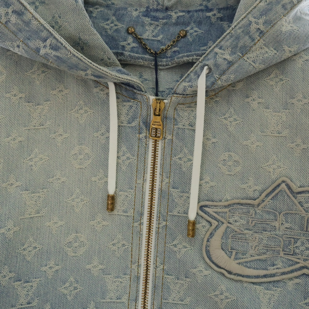 LOUIS VUITTON(ルイヴィトン) 21AW モノグラム NBA ジップスルーフーディパーカー アウター インディゴブルー デニム 1A8WTS