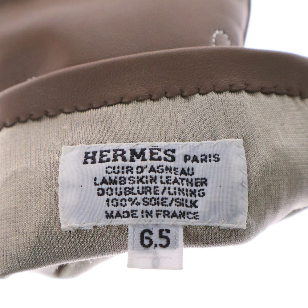 HERMES(エルメス) ラッキーチャーム レザー グローブ 手袋 ブラウン レディース