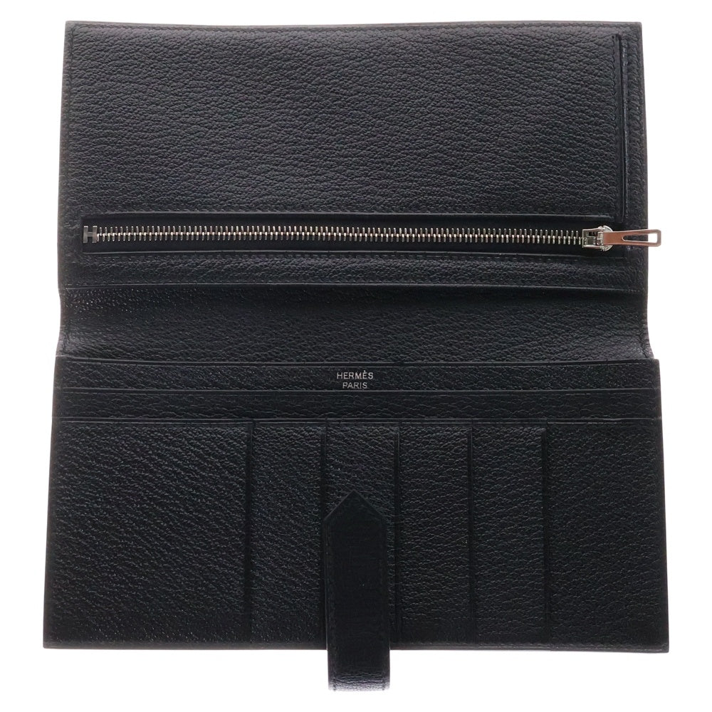 HERMES(エルメス) H BEARN SOUFFLET ベアンスフレ シェーブル レザー ロングウォレット 二つ折り財布 ブラック Z刻印