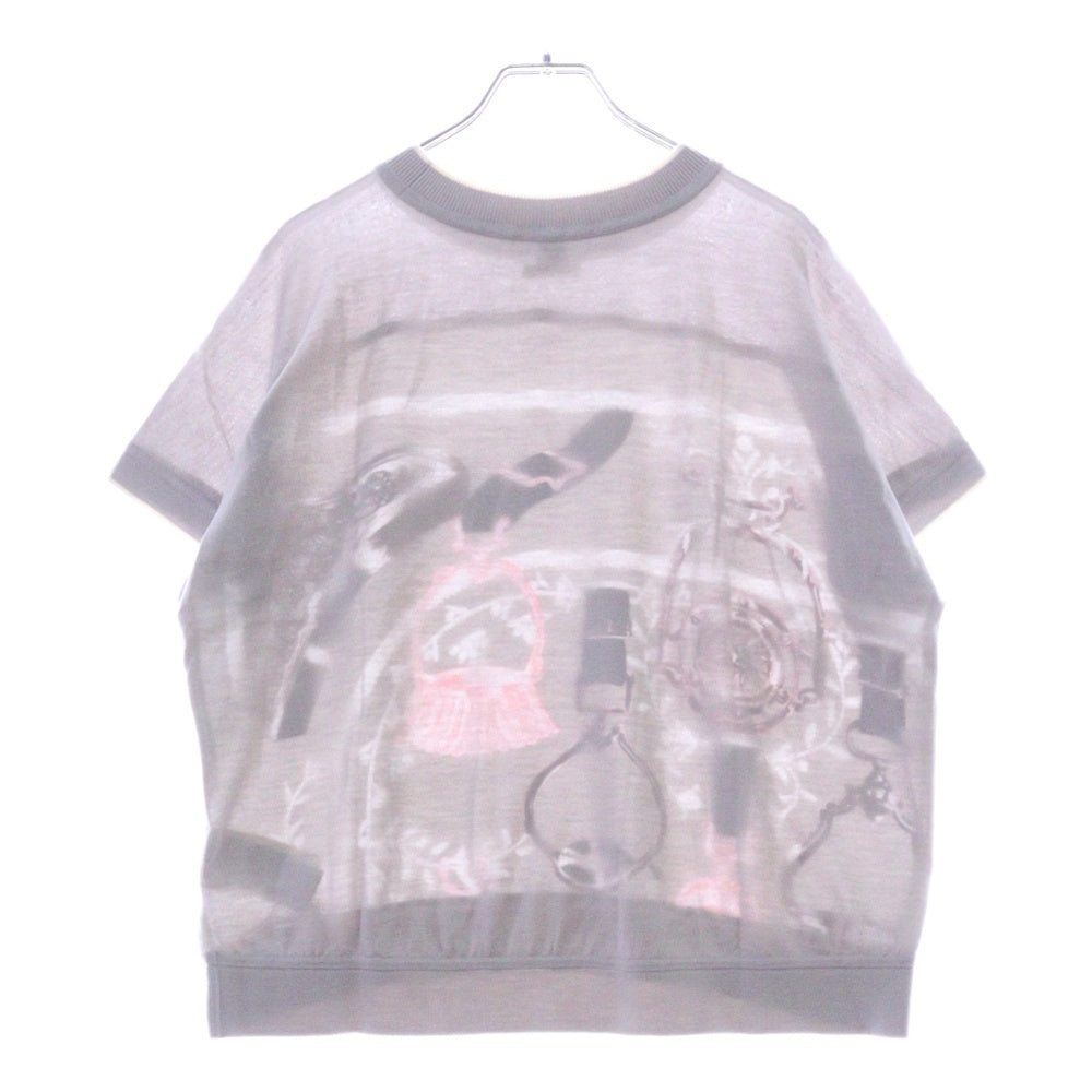 HERMES(エルメス) ツイルレーヌ 鐙 シルクショートスリーブニット 半袖Tシャツ レディース グレー