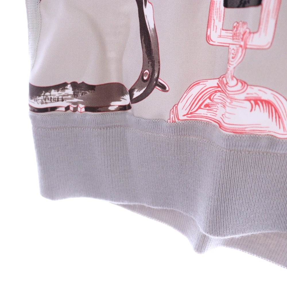 HERMES(エルメス) ツイルレーヌ 鐙 シルクショートスリーブニット 半袖Tシャツ レディース グレー