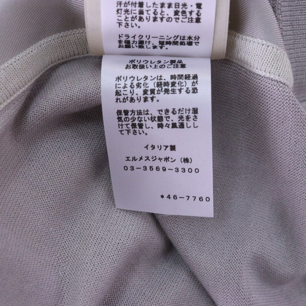 HERMES(エルメス) ツイルレーヌ 鐙 シルクショートスリーブニット 半袖Tシャツ レディース グレー