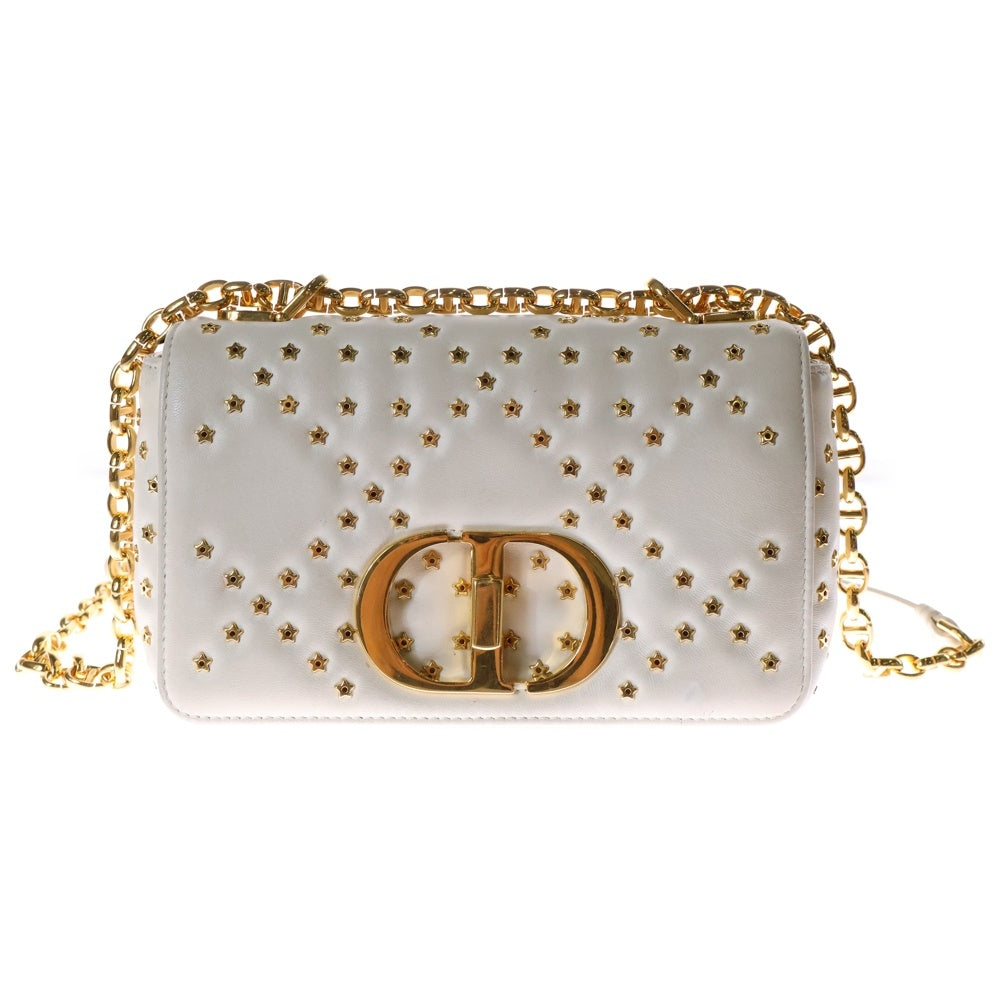 Christian Dior(クリスチャンディオール) チェーンショルダーバッグ カロ カナージュ スタッズ 白 レザー
