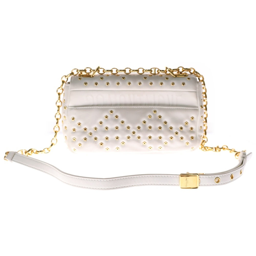 Christian Dior(クリスチャンディオール) チェーンショルダーバッグ カロ カナージュ スタッズ 白 レザー