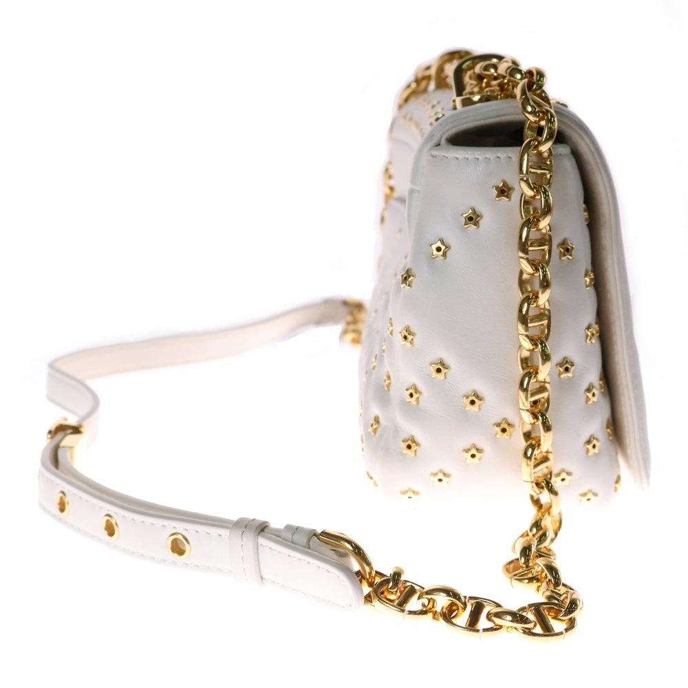 Christian Dior(クリスチャンディオール) チェーンショルダーバッグ カロ カナージュ スタッズ 白 レザー