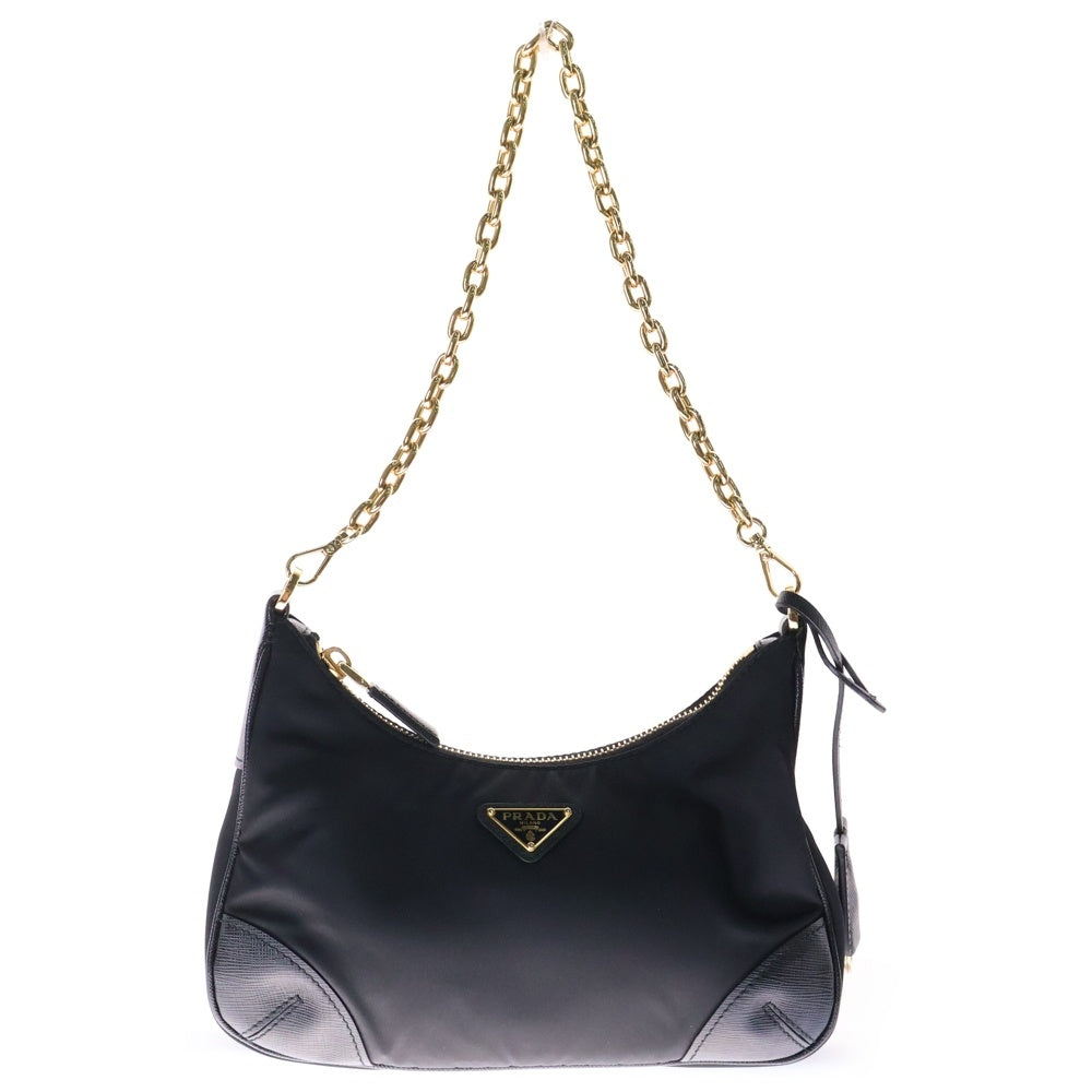 PRADA(プラダ) Re-Edition テスート ハンドバッグ 黒 ナイロン チェーン ショルダーバッグ