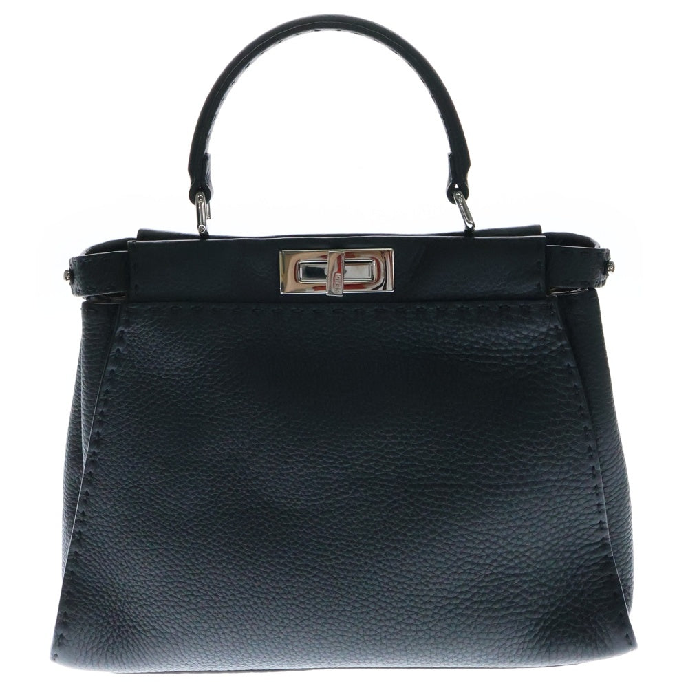 FENDI(フェンディ) ピーカブーミディアム 2WAYバッグ ショルダーバッグ ハンドバッグ ブラック シルバー金具 レザー