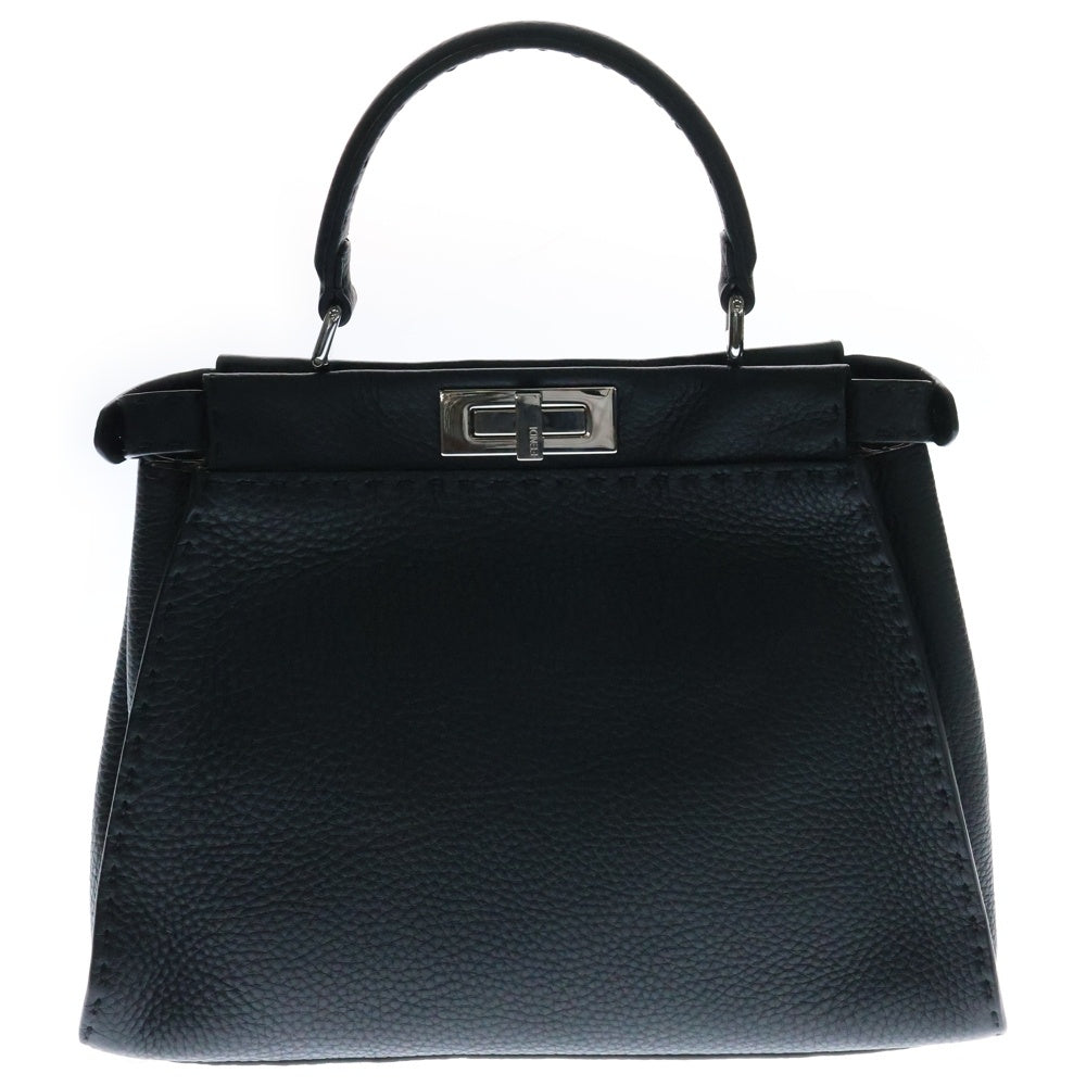 FENDI(フェンディ) ピーカブーミディアム 2WAYバッグ ショルダーバッグ ハンドバッグ ブラック シルバー金具 レザー