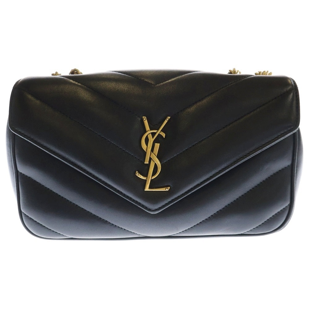 SAINT LAURENT PARIS(サンローランパリ) ルル スモール チェーンショルダーバッグ マテラッセ ラムスキン ブラック ゴールド金具 レザー 801437