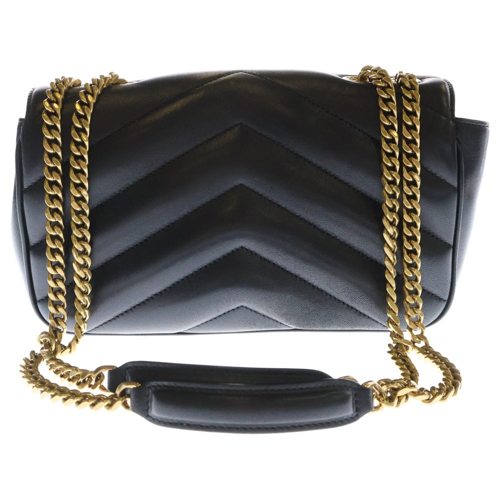 SAINT LAURENT PARIS(サンローランパリ) ルル スモール チェーンショルダーバッグ マテラッセ ラムスキン ブラック ゴールド金具 レザー 801437