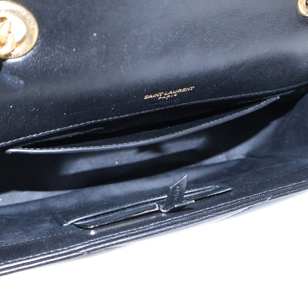 SAINT LAURENT PARIS(サンローランパリ) ルル スモール チェーンショルダーバッグ マテラッセ ラムスキン ブラック ゴールド金具 レザー 801437