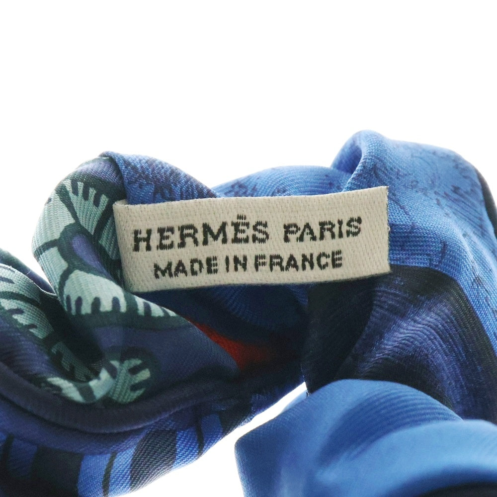 HERMES(エルメス) シュシュ クラウディア ヘアゴム ブルー シルク