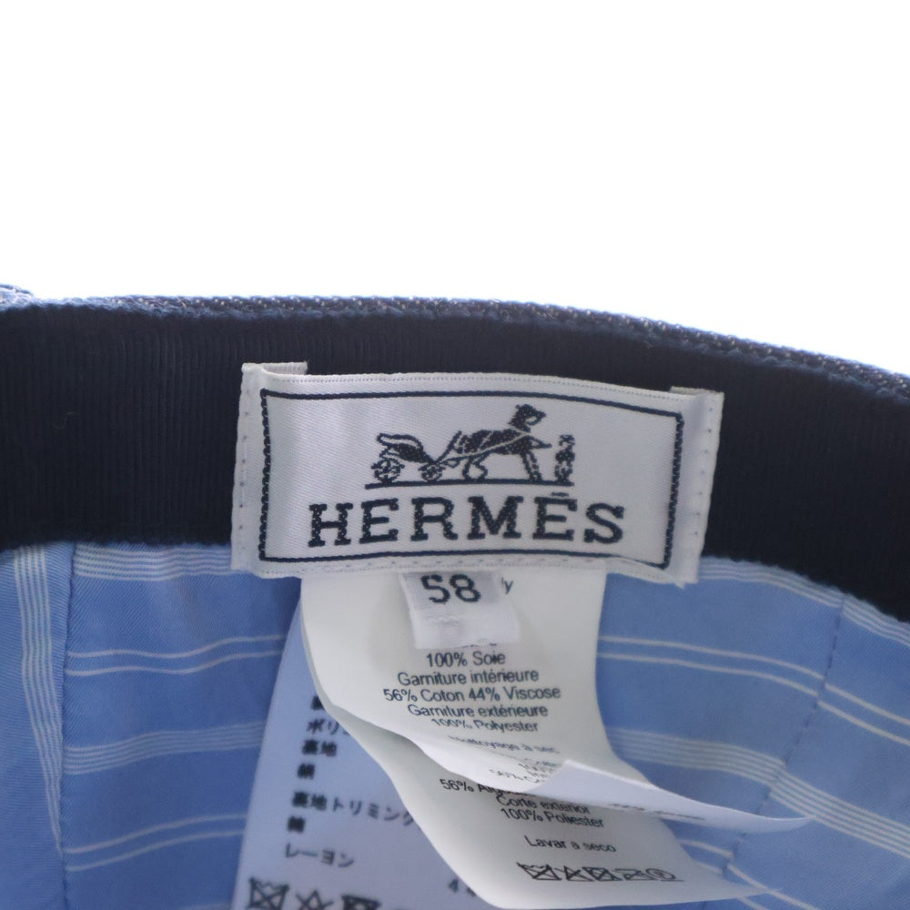 HERMES(エルメス) デイヴィスアンクル キャップ 帽子 ネイビー×ライトブルー デニム