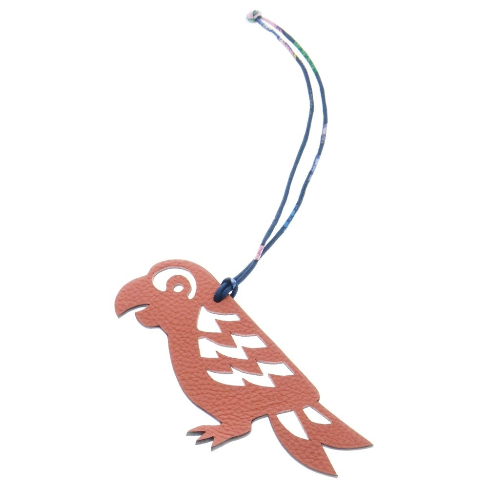 HERMES(エルメス) プティアッシュ オウム バッグチャーム ブラウン×ピンク エプソン