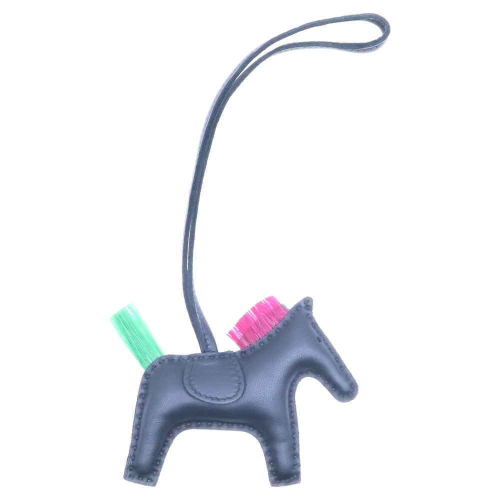 HERMES(エルメス) ロデオ クランパンクPM レザー チャーム バッグアクセサリー B刻印 ブラック×グリーン×ピンク
