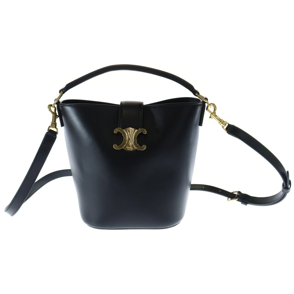 CELINE(セリーヌ) トリオンフ ルイーズ スモールバスケット 2WAY カーフスキン ハンドバッグ ショルダーバッグ ブラック レディース 119173FX9.38NO