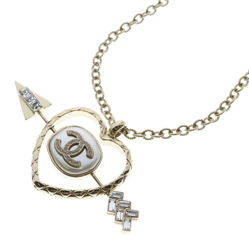 CHANEL(シャネル) ココマーク ネックレス ハート アロー モチーフ ゴールド GP ラインストーン B23C