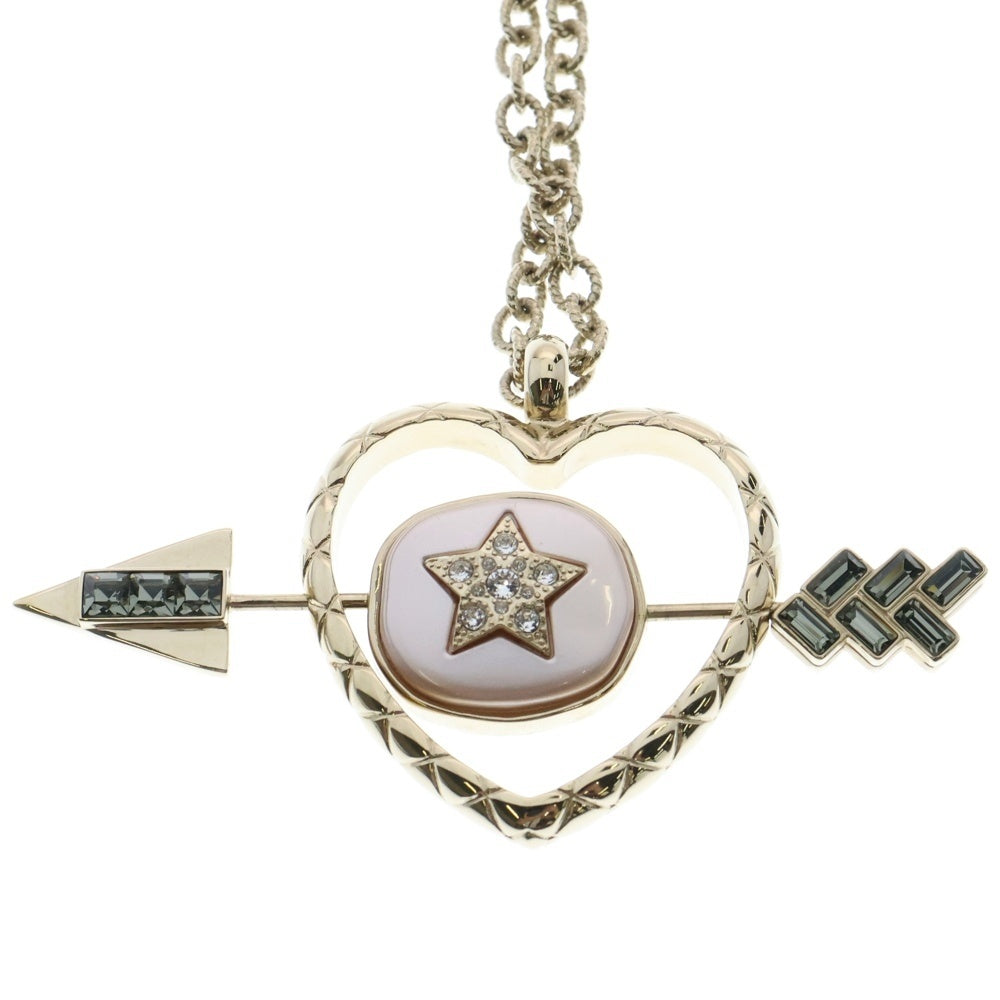 CHANEL(シャネル) ココマーク ネックレス ハート アロー モチーフ ゴールド GP ラインストーン B23C