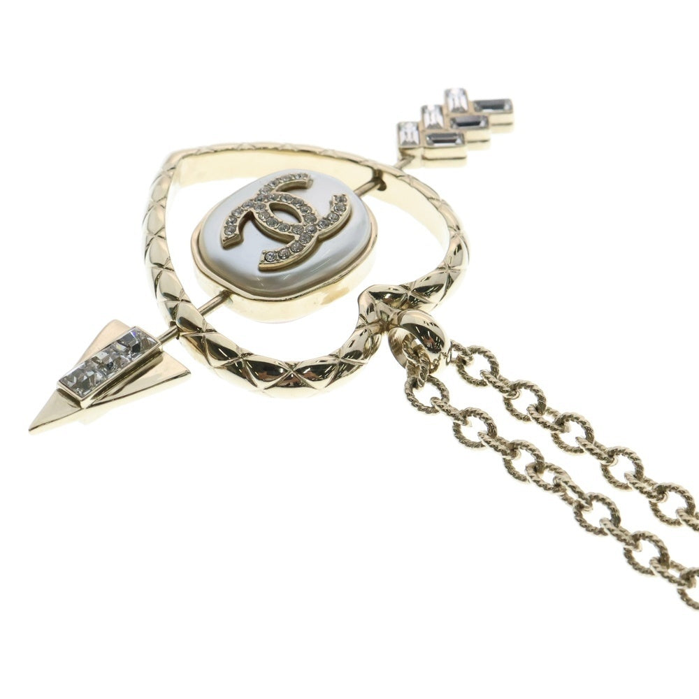 CHANEL(シャネル) ココマーク ネックレス ハート アロー モチーフ ゴールド GP ラインストーン B23C