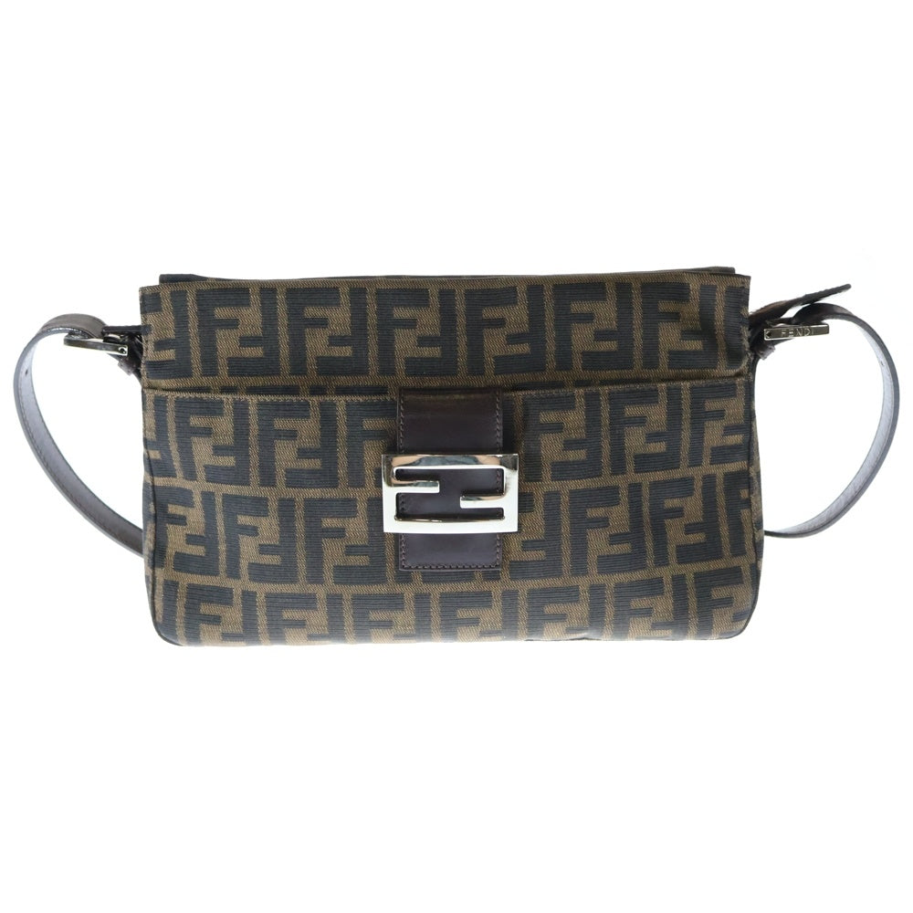 FENDI(フェンディ) マンマバケット ズッカ ショルダーバッグ ブラウン レザー×キャンバス