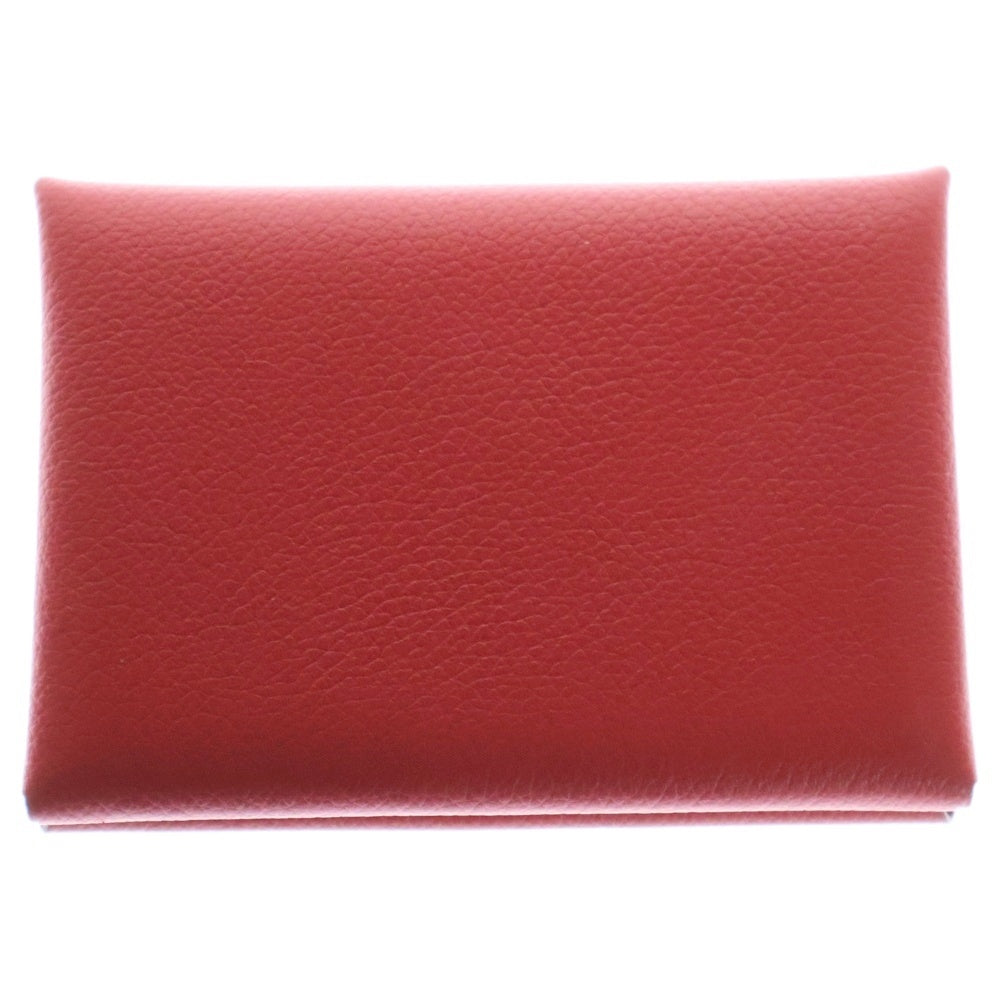 HERMES(エルメス) カルヴィデュオ シェーブル コインケース 財布 小物入れ レッド シルバー金具 レザー W刻印