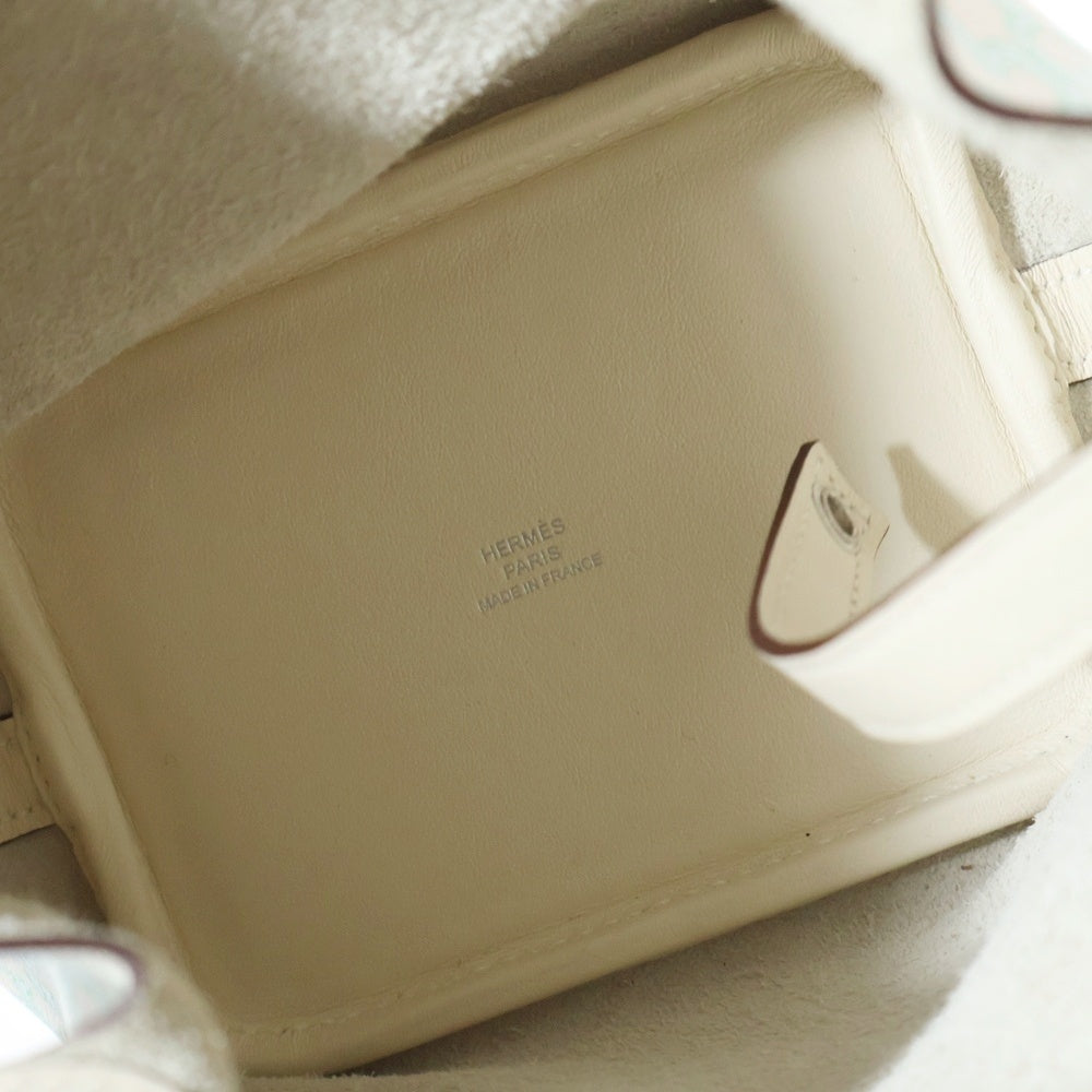 HERMES(エルメス) ピコタンロックマイクロ ラッキーデイジー ハンドバッグ アイボリー×ライトグリーン ナタ×ヴェール スイフト U刻印