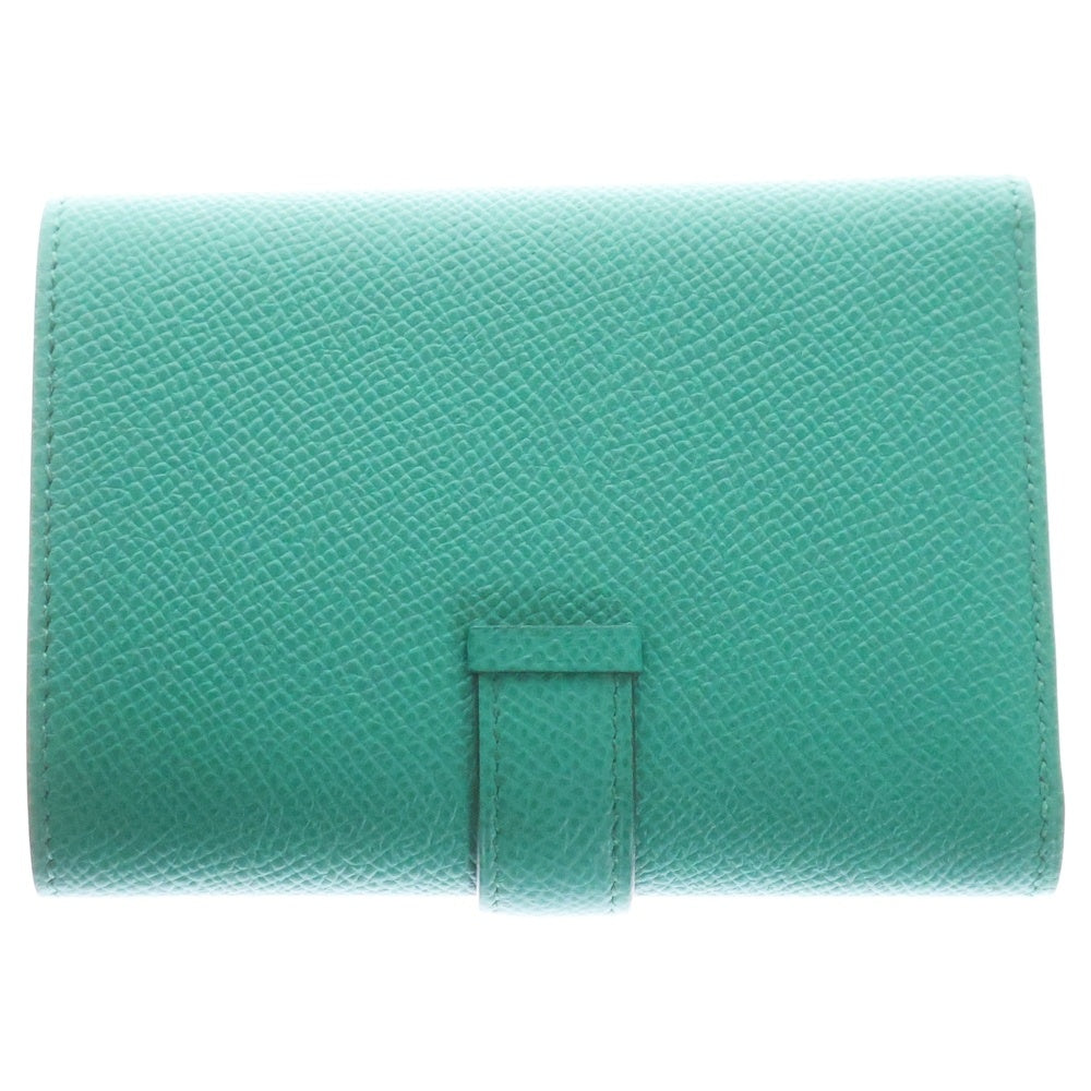 HERMES(エルメス) ベアンコンビネ ヴェールジェイド エプソン コンパクトウォレット 三つ折り財布 カードケース グリーン シルバー金具 レザー Z刻印