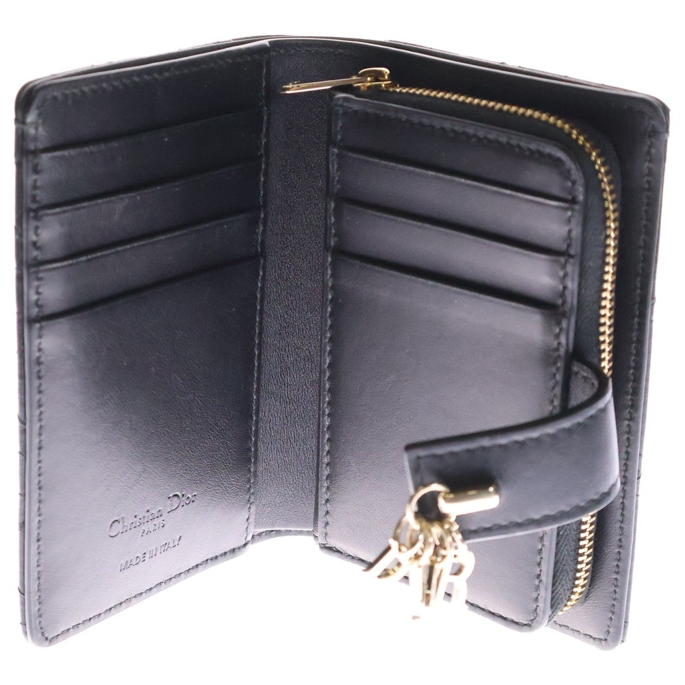 Christian Dior(クリスチャンディオール) My Dittany 二つ折り財布 コンパクトウォレット コインケース カードケース ブラック ゴールド金具 ラムスキン