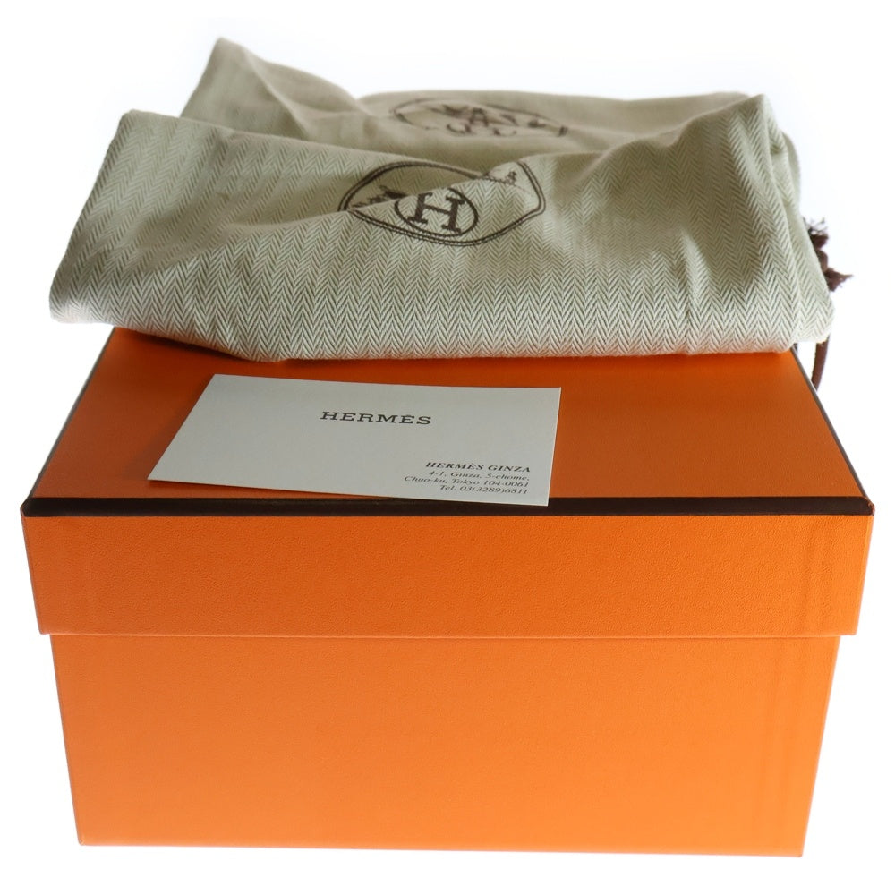 HERMES(エルメス) シプレ Hロゴ スタッズ レザー フラットサンダル シルバー金具 ブラック レディース