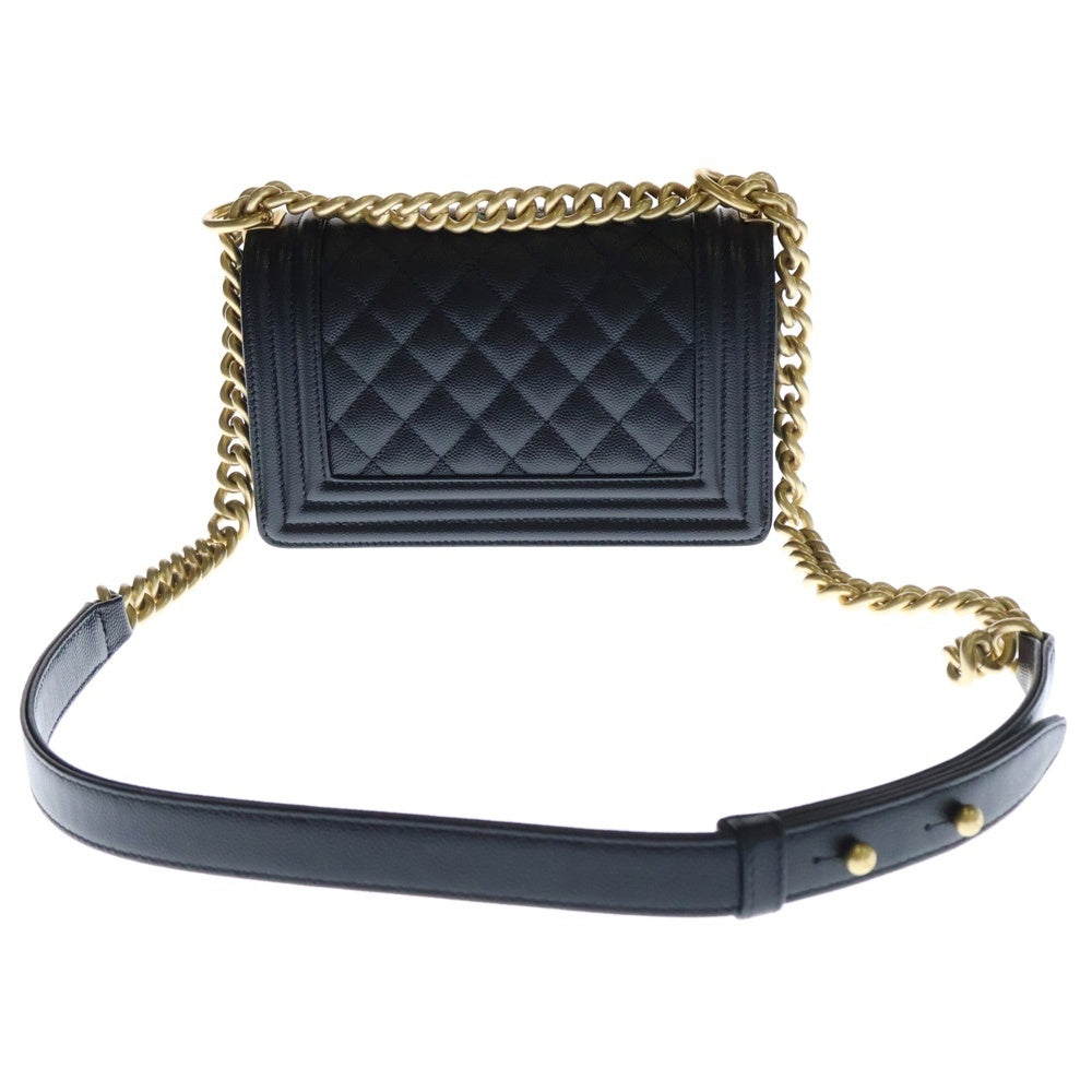 CHANEL(シャネル) ボーイシャネル20 チェーンショルダーバッグ ブラック キャビアスキン ゴールド金具 プレートタイプ A67085