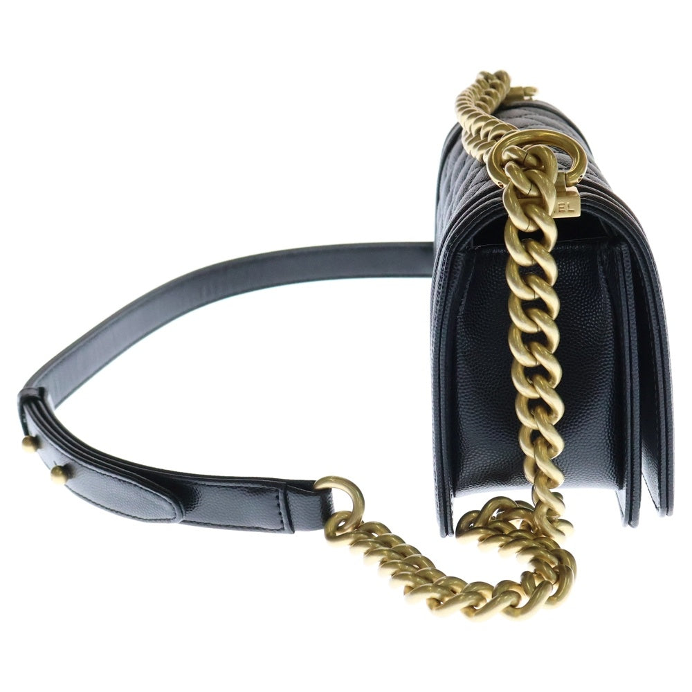 CHANEL(シャネル) ボーイシャネル20 チェーンショルダーバッグ ブラック キャビアスキン ゴールド金具 プレートタイプ A67085