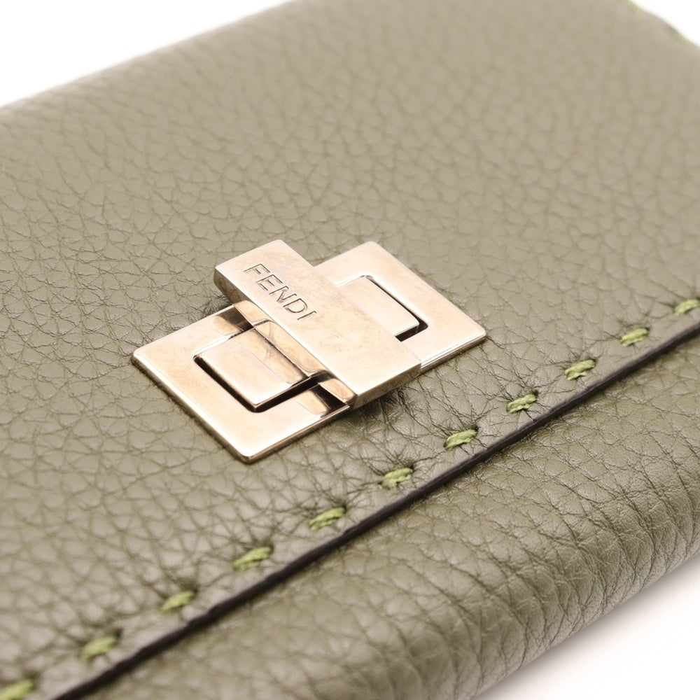 FENDI(フェンディ) セレリア ピーカブー ターンロック レザー ロングウォレット 長財布 グリーン 8M0308